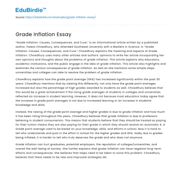 Grade Inflation Essay