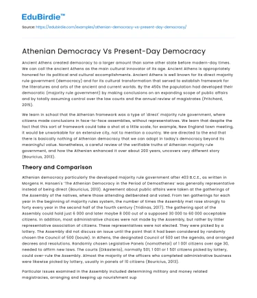 Athenian Democracy Vs Present-Day Democracy