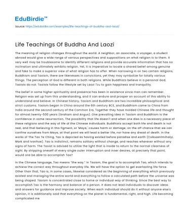Life Teachings Of Buddha And Laozi