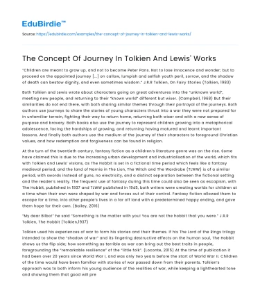 The Concept Of Journey In Tolkien And Lewis’ Works