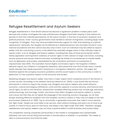 Global Challenges in Refugee Resettlement