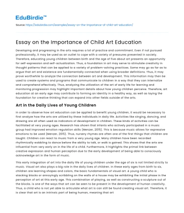 Essay on the Importance of Child Art Education