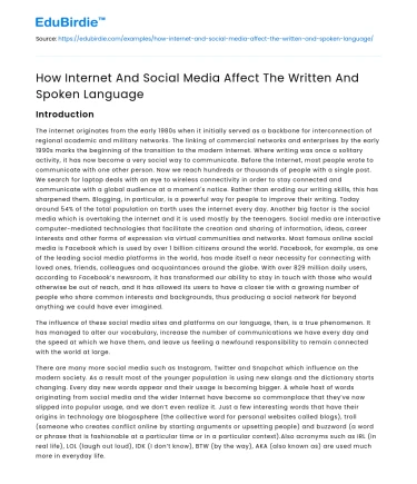 How Internet And Social Media Affect The Written And Spoken Language