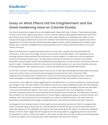 Effects of Enlightenment & Great Awakening on Colonial Society