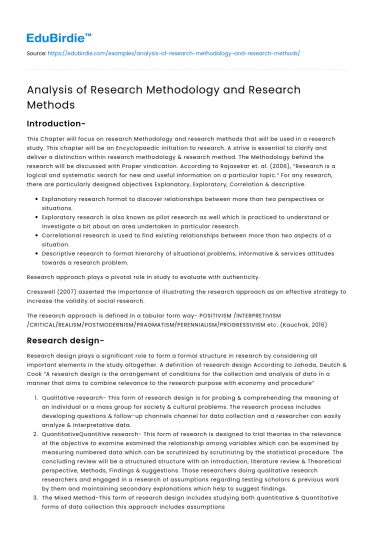 Analysis of Research Methodology and Research Methods