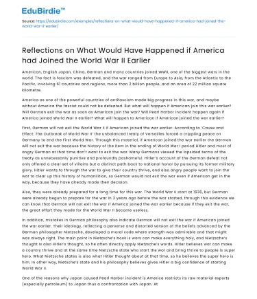 Hypothetical Impact: America’s Premature Involvement in WWII