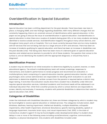 Overidentification In Special Education